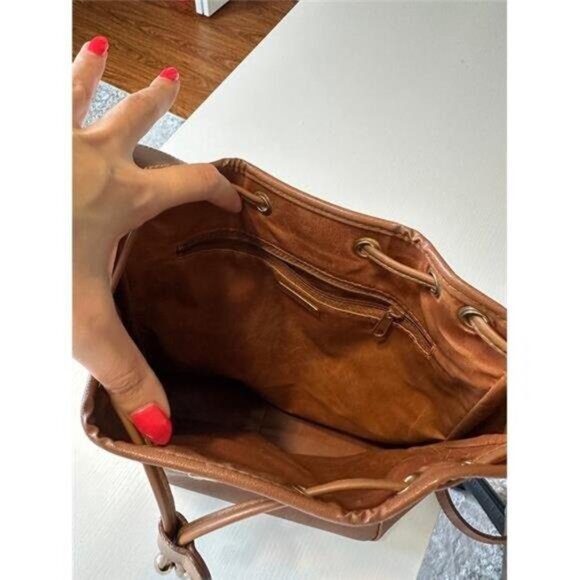 Designer Nina Ricci Bucket Bag, Full Leather, Milk Chocalate Brown Color - Picture 3 of 9